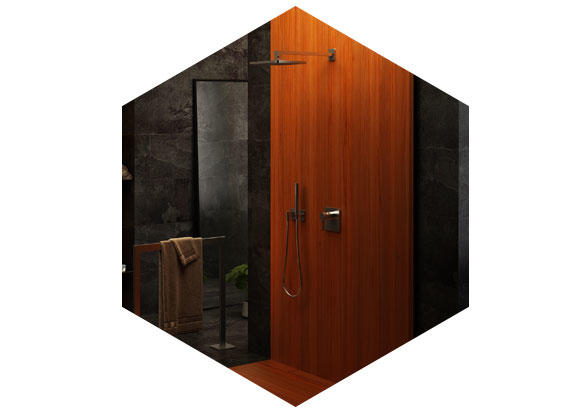 Image of Bathroom walls wooden surfaces